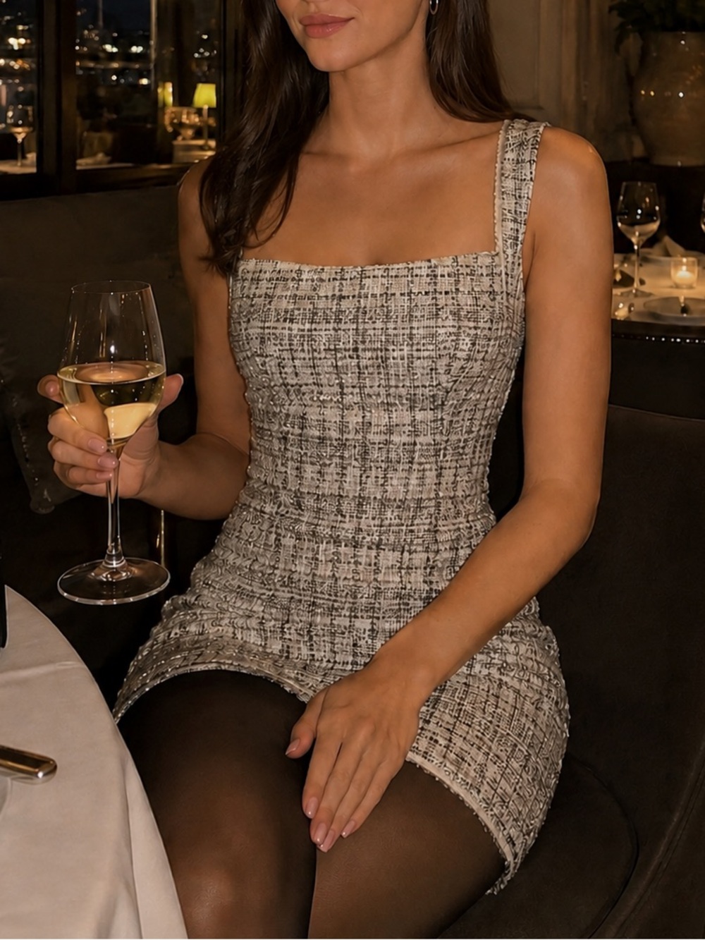 NWT! Hallie Metallic Tweed Minidress